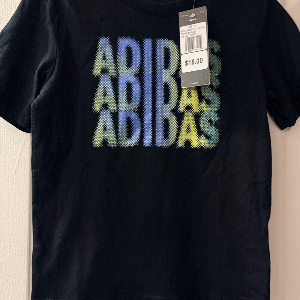 adidas Black Tee with Blue & Yellow Fade Logo